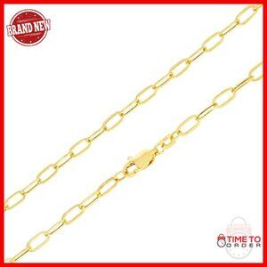 10k Yellow Gold Paperclip Chain Necklace 18" Lobster Clasp Italian Made